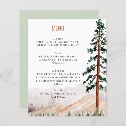 Rustic Mountains Pine Trees Landscape Menu (Voorkant / Achterkant)