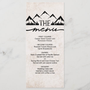 Rustic Mountains & Pine Trees Menu Mariage
