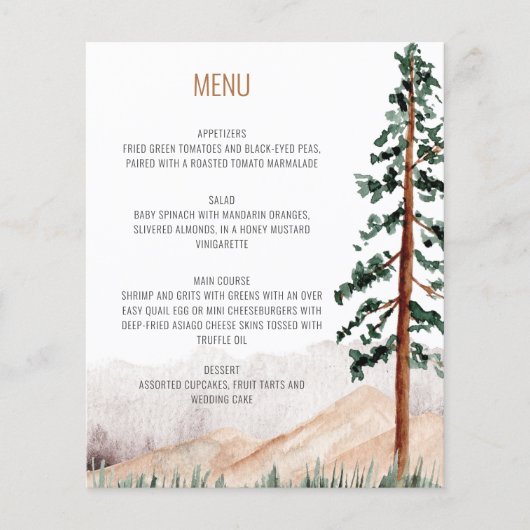 Rustic Mountains Pine Trees Paysage Menu (Devant)