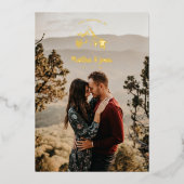 Rustic Mountains Romantic Photo Wedding Folie Uitnodiging (Voorkant)