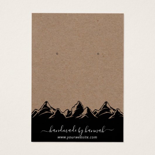 Rustic Mountains Skyline Handmade Earring Display Visitekaartje (Achterkant)