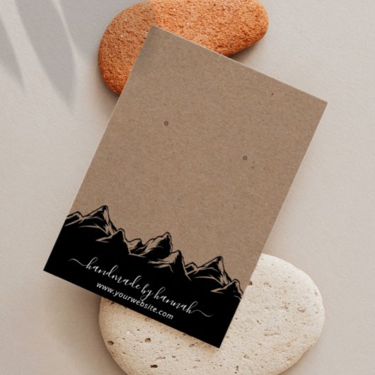 Rustic Mountains Skyline Handmade Earring Display Visitekaartje
