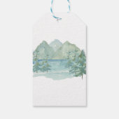 Rustic Mountains Waterverf Adventure Baby shower Cadeaulabel (Achterkant)