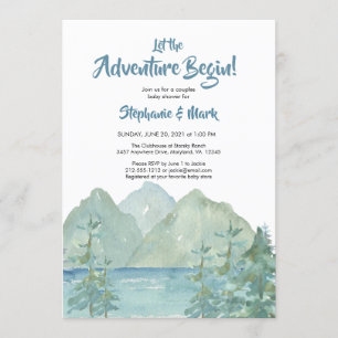 Rustic Mountains Waterverf Adventure Baby shower Kaart