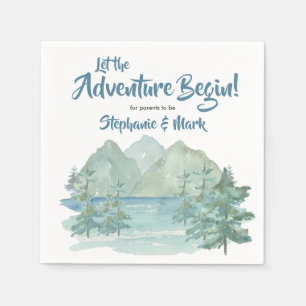 Rustic Mountains Waterverf Adventure Baby shower Servet
