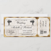Rustic  Movie Ticket Bewaar de Datum Kaart (Voorkant)