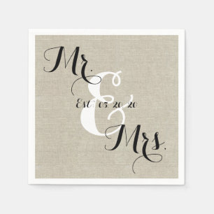 Rustic Mr. en Mrs. Linen Custom Wedding Napkins Servet