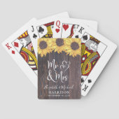 Rustic Mr. en Mrs Sunflower Wedding Pokerkaarten (Achterkant)