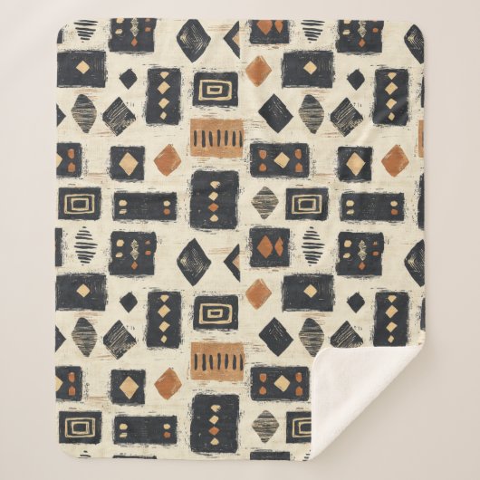 Rustic Mudcloth Geometric Pattern (2) Sherpa Deken (Voorkant)