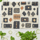 Rustic Mudcloth Geometric Pattern (2) Theedoek (Gevouwen)