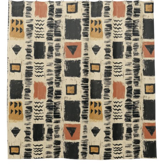 Rustic Mudcloth Geometric Pattern (3) Douchegordijn (Voorkant)