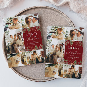 Rustic Multi Photo Collage Carte de Noël