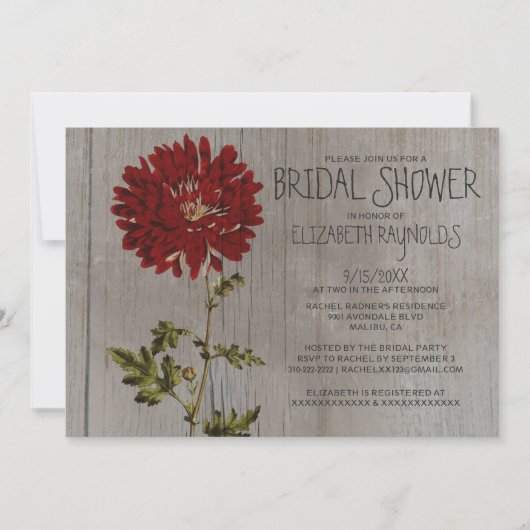 Rustic Mums Bridal Shower Invitations Kaart (Voorkant)