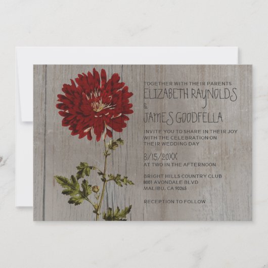 Rustic Mums Wedding Invitations Kaart (Voorkant)