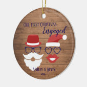 Rustic Mustache Lips grappig, eerste kerstmis Keramisch Ornament (Links)