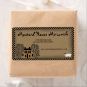 Rustic Mustard Saltbox House Editable Shipping Etiket (Insitu)