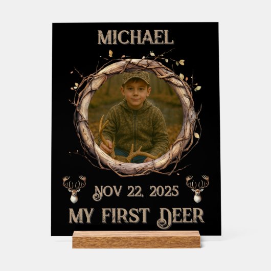 Rustic "My First Deer" Outdoor Deer Hunter (Recto)