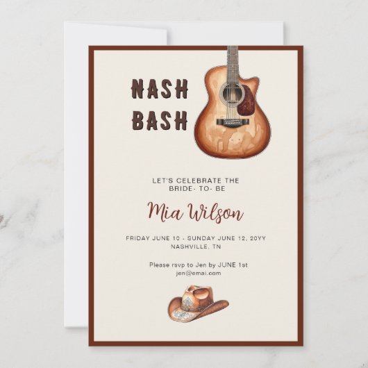 Rustic Nash Bash Bachelorette Weekend  Kaart (Voorkant)