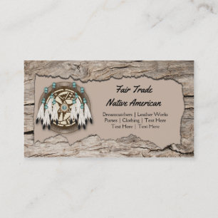 Rustic Native American Dreamweaver Wood Cutout Visitekaartje