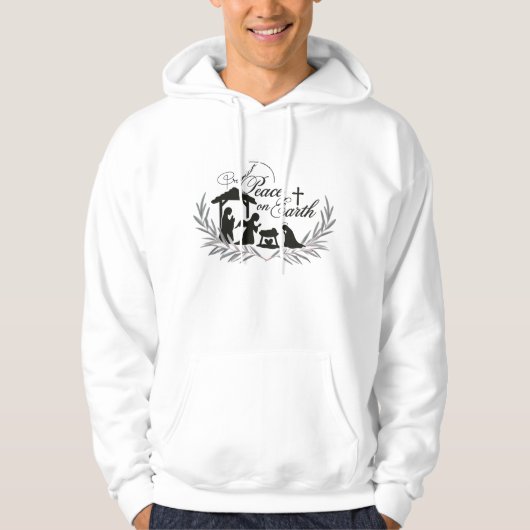 Rustic Nativity Peace on Earth Wreath Adult  Hoodie (Voorkant)
