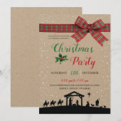 Rustic Nativity Religious Christmas Party Invitati Kaart (Voorkant / Achterkant)
