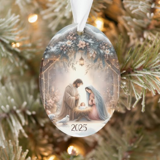 Rustic Nativity Scene with Winter Florals Card (Arbre)