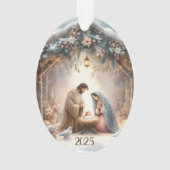 Rustic Nativity Scene with Winter Florals Card (dos)