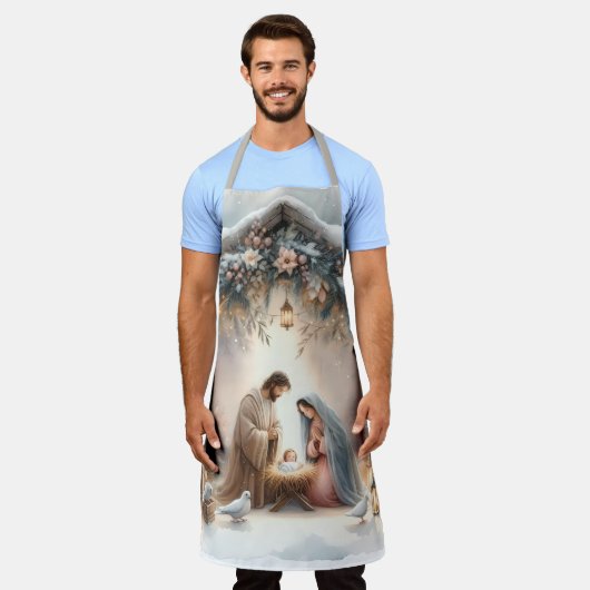 Rustic Nativity Scene with Winter Florals Schort (Gedragen)