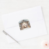 Rustic Nativity Scene with Winter Florals Vierkante Sticker (Envelop)