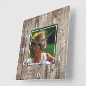 Rustic Natural Wood - Aangepaste foto Vierkante Klok (Hoek)