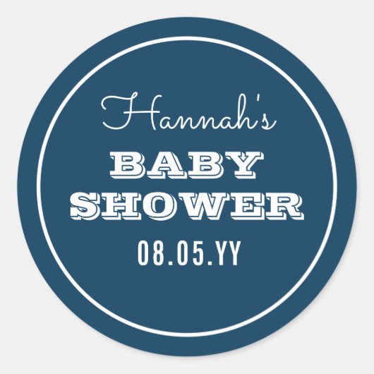 Rustic Navy Baby shower Ronde Sticker (Voorkant)
