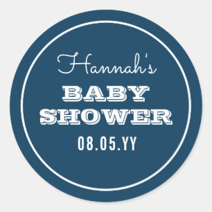 Rustic Navy Baby shower Ronde Sticker