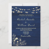 Rustic Navy Blauwe Huwelijksuitnodiging Kaart (Voorkant)
