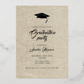 Rustic Navy Blue Afstuderen 2 Foto Afstuderen Gold Folie Uitnodiging (Achterkant)