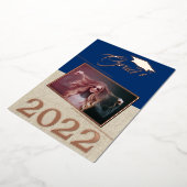 Rustic Navy Blue Afstuderen Afstuderen Gold Folie Uitnodiging (Gedraaid)