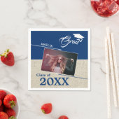 Rustic Navy Blue Afstuderen Fotogradatie Party Servet (Insitu)