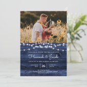 Rustic Navy Blue Barn Wood String Lights Kaart (Staand voorkant)