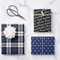 Rustic Navy Blue Black Watch Pset Merry Kerstmis