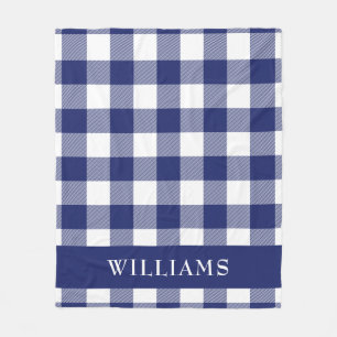 Rustic Navy Blue Buffalo Check Pattern Fleece Deken