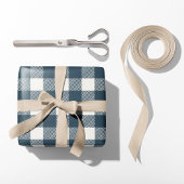 Rustic Navy Blue Buffalo Plaid Cadeaupapier