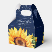 Rustic Navy Blue Burlap Sunflower Monogram Bedankdoosjes (Achterkant)