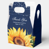 Rustic Navy Blue Burlap Sunflower Monogram Bedankdoosjes (Geopend)