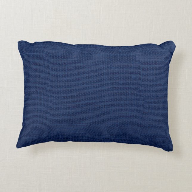 Rustic Navy Blue Burlap Texture Decoratief Kussen (Achterkant)