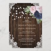 Rustic Navy Blue et Blush Wedding Invitations (Devant / Derrière)