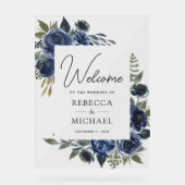 Rustic Navy Blue Floral Wedding Welcome (Recto)