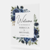 Rustic Navy Blue Floral Wedding Welcome (Angle)