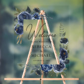 Rustic Navy Blue Floral Wedding Welcome Acryl Bord (Neutraal)