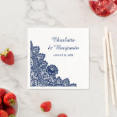 Rustic Navy Blue Lace Wedding Napkins Servet (Insitu)