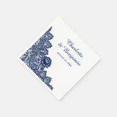 Rustic Navy Blue Lace Wedding Napkins Servet (Hoek)