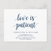Rustic Navy Blue, liefde is geduldig, uitgesteld